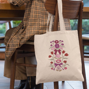 Bolsa Tote Arcos magenta e borboletas