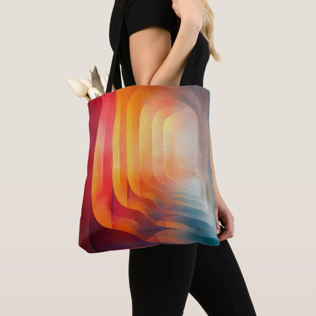 Bolsa Tote Arcos Retro Glow – Abstrato Meados do Século (Close Up)