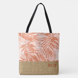 Bolsa Tote Areca Palms Hawaiian Tropical Grass Cloth