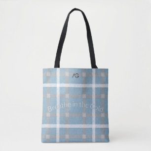 Bolsa Tote Aria Grace Frost & Sky Nordic Xadrez Padrão Vol 55