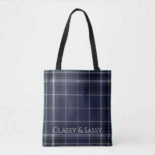 Bolsa Tote Aria Grace Midnight Elegância Luxo Xadrez