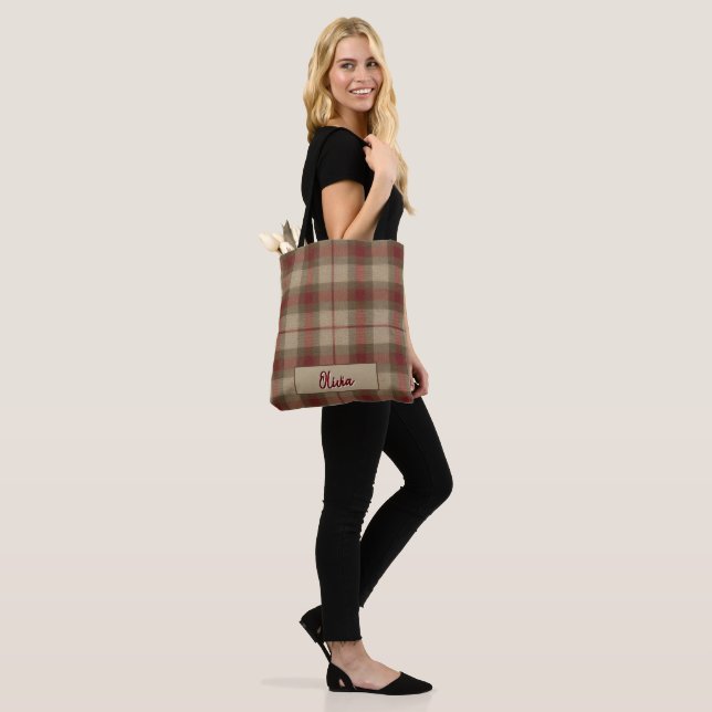Bolsa Tote Aria Grace Olive & Wheat Padrão Xadrez Rústico Nom (No(a) Modelo)
