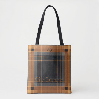 Bolsa Tote Aria Urban Copper Grid Plaid Pattern City Explorer