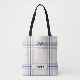 Bolsa Tote AriaGrace Marfim e Lavanda Luxo Nome do Padrão Xad
