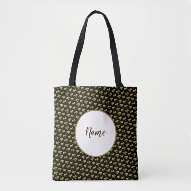 Bolsa Tote Áries Astrologia Pessoal Dourada (Frente)
