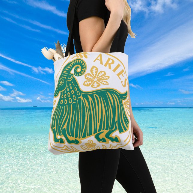 Bolsa Tote Áries Signo do Zodíaco em um (Star sign Aries on a shoulder bag)