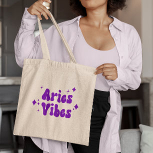 Bolsa Tote Aries Vibes Astrologia Zodíaca Estrelas Roxas Tote