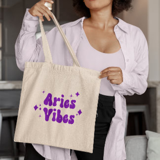 Bolsa Tote Aries Vibes Astrologia Zodíaca Estrelas Roxas Tote