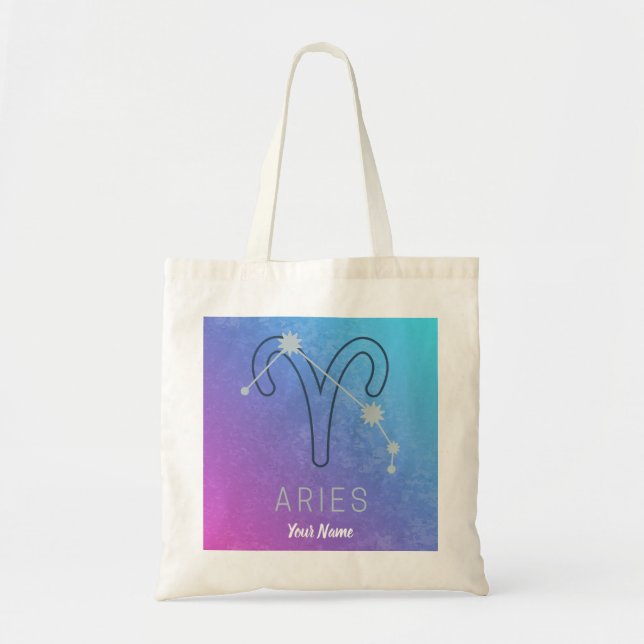 Bolsa Tote Aries Zodiac - Sinal de Estrela Constelação de Hor (Frente)