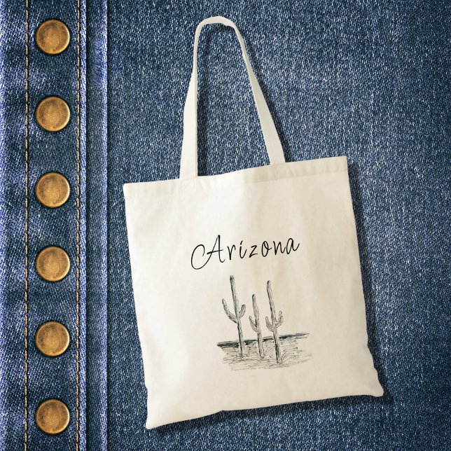 Bolsa Tote Arizona Desert Cactus Black White Boho (Criador carregado)