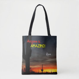 Bolsa Tote "Arizona é incrível!" Sonoran Desert Cactus Sunset