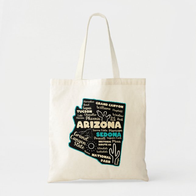 Bolsa Tote Arizona Sedona mapa arizona estado usa turismo (Frente)