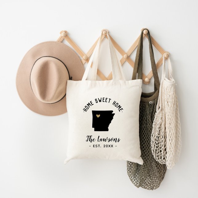 Bolsa Tote Arkansas Home Sweet Home Family Monograma (Criador carregado)