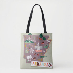 Bolsa Tote Arkansas Ilustrado: Mapa de Viagem dos EUA