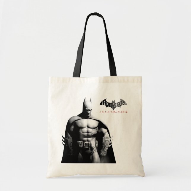Bolsa Tote Arkham City | Batman Black and White Wide Pose (Frente)