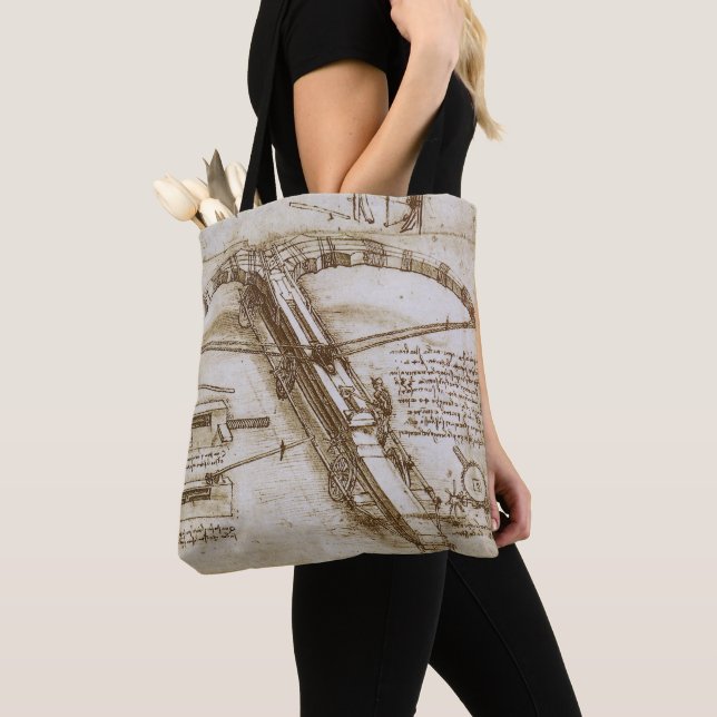 Bolsa Tote Arma de besta gigante esboço de Leonardo da Vinci (Close Up)