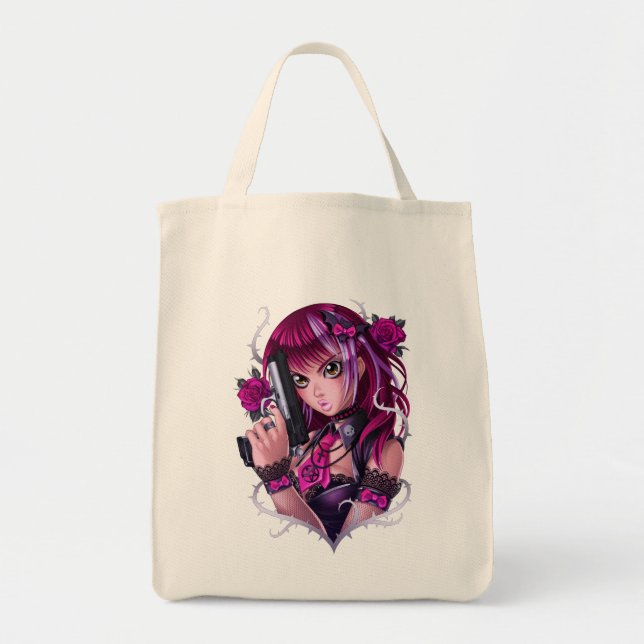 Bolsa Tote Arma e Rosa Manga Girl (Frente)