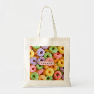 Bolsa Tote Aros de Cereais Coloridos Personalizados para o Ca