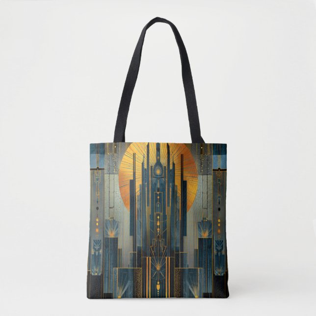 Bolsa Tote Arquitetura Deco À Noite (Frente)