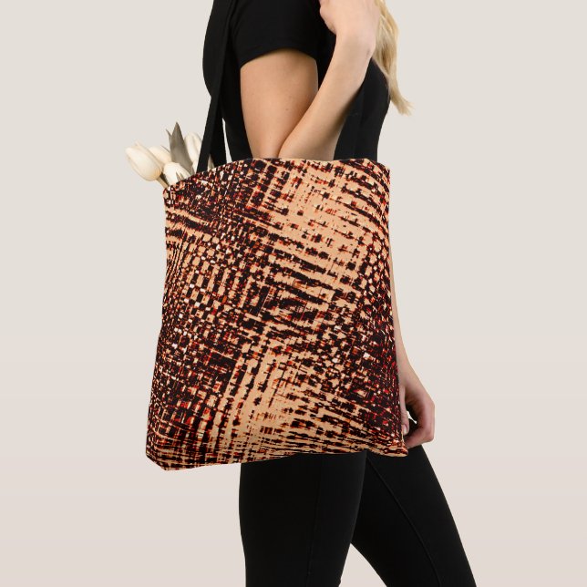 Bolsa Tote Arranhões grossos e crus em laranja com sombra (Close Up)