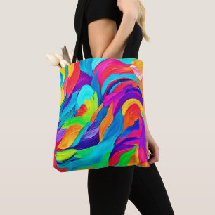 Bolsa Tote Arranque Arco-Íris Vibrante Abstrato
