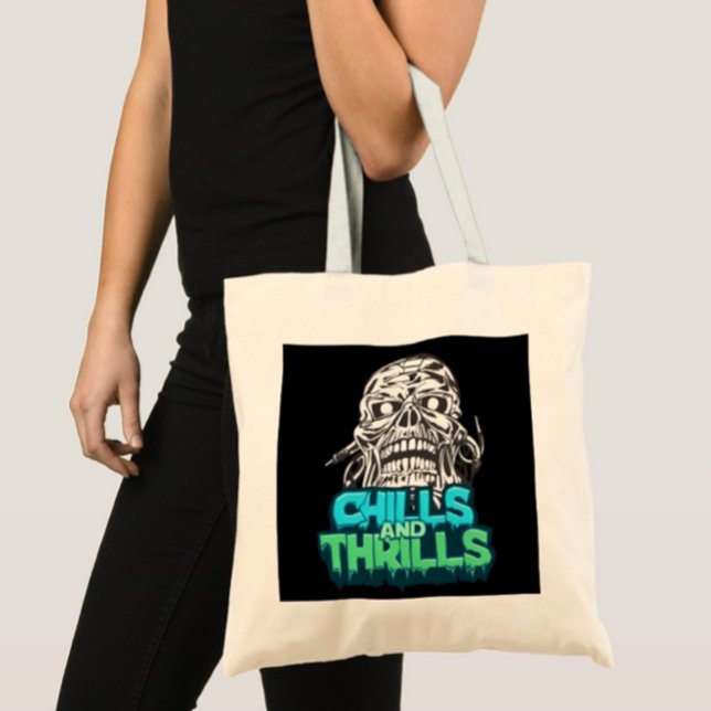 Bolsa Tote Arrepios E Trilhos Crânio Saco De Tote Do Hallowee (Criador carregado)