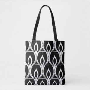 Bolsa Tote Art Deco Black and White Modern Geométrico
