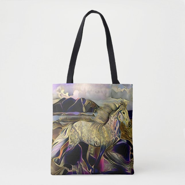 Bolsa Tote Art Deco Cavalo Islandês (Frente)