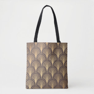 Bolsa Tote Art Deco Dourado: Luxo Geométrico Minimalista