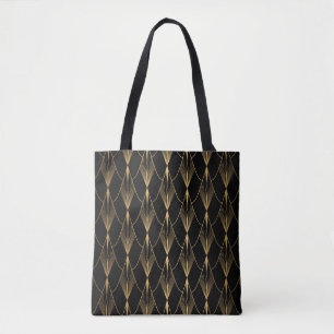 Bolsa Tote Art Deco: Dourado Luxo sem costura preto