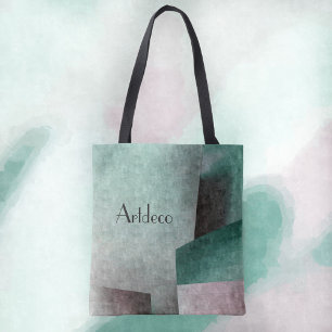 Bolsa Tote Art Deco Emerald Green Rosa personalizável