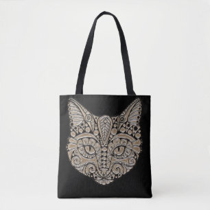 Bolsa Tote Art deco gold e black Egypt style cat