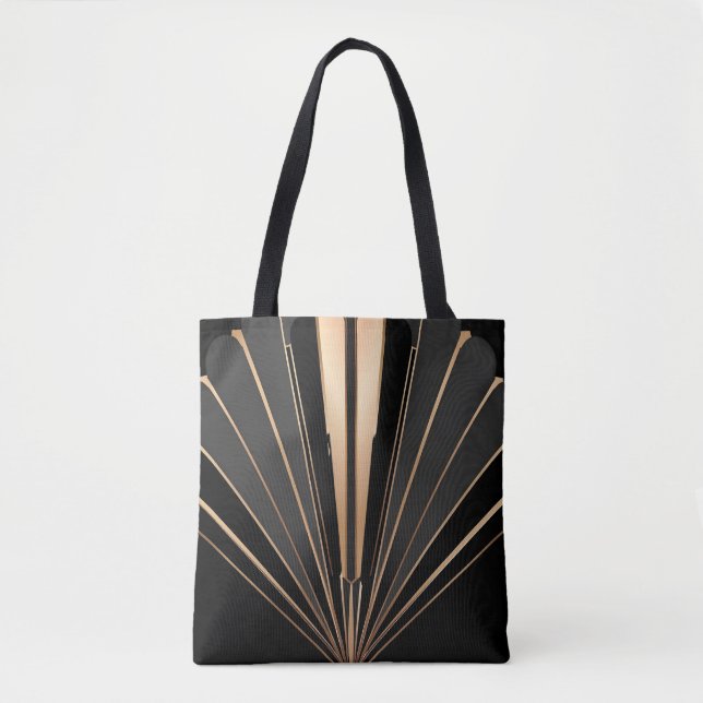 Bolsa Tote Art Deco Gold Fan Geometric Elegance (Frente)