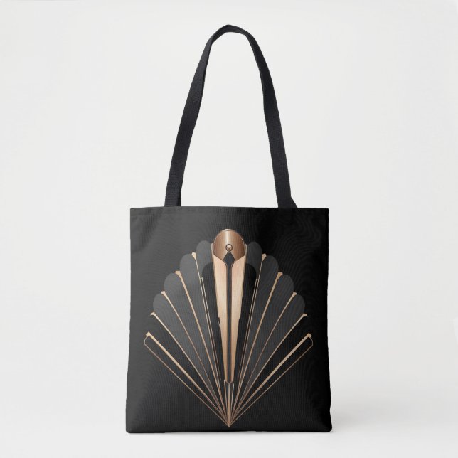 Bolsa Tote Art Deco Gold Fan Geometric Elegance (Frente)