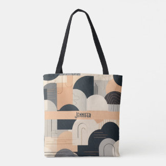 Bolsa Tote Art Deco Inspired Design in Peach & Black