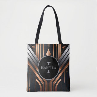Bolsa Tote Art Deco Monogram Circle Name Design