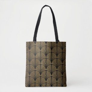 Bolsa Tote Art Deco Pattern. Serralheiro preto sem costura e