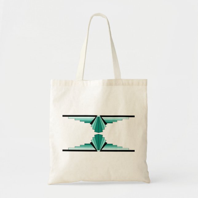 Bolsa Tote Art Deco Patterno em Verdes (Frente)