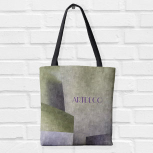 Bolsa Tote Art Deco, Verde-oliva e Abstrato púrpura
