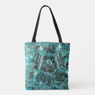 Bolsa Tote Art Glass Aqua Teal Blue Jewel Crocodile Skin