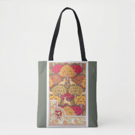 Bolsa Tote Art nouveau Árvores de outono Vintage laranja verd