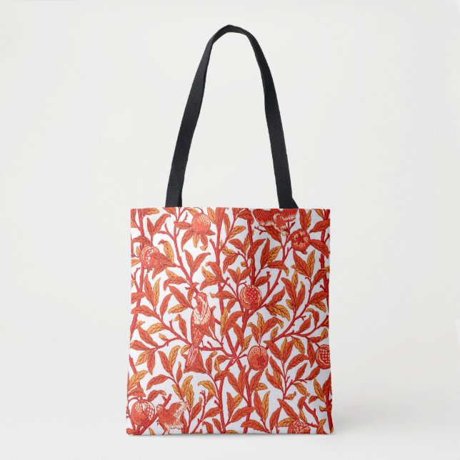 Bolsa Tote Art Nouveau Bird & Pomegranate, Mandarin Orange (Frente)