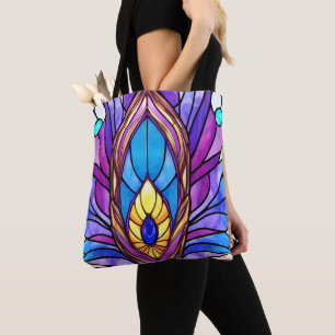 Bolsa Tote Art Nouveau Estilo De Vidro Pavão Arrefecido