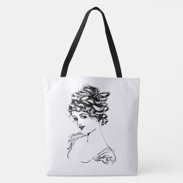 Bolsa Tote Art Nouveau Lady Bag Tecido de Arte Finas (Frente)