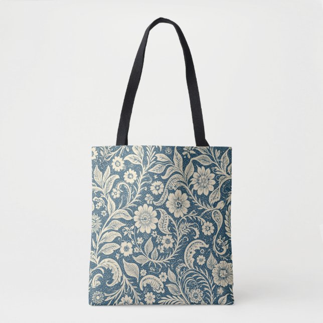 Bolsa Tote Art Nouveau Papel de Carteira Floral Padrão (Frente)