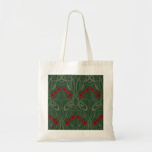 Bolsa Tote Art Nouveau Papoulas Geométricas e Caules Sinuosos