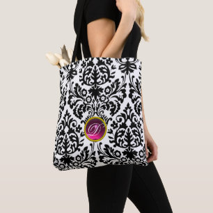 BOLSA TOTE ART NOUVEAU PINK BLACK BRANCO PINK MONOGRAMA
