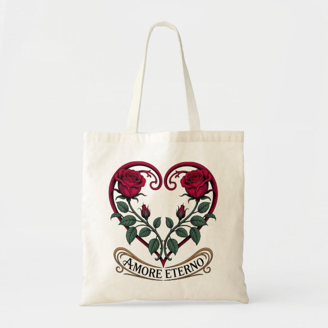 Bolsa Tote Art Nouveau Rosa Heart Floral (Frente)