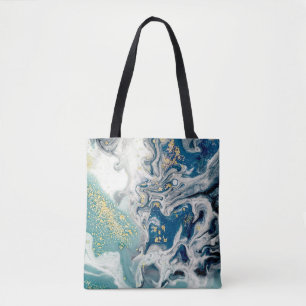 Bolsa Tote Art, painting- Natural gray color: metallic, silve