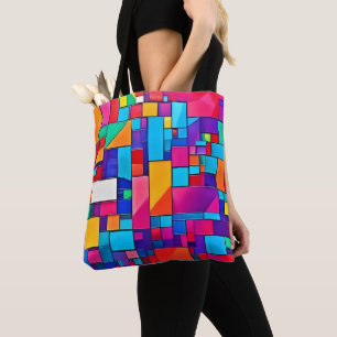 Bolsa Tote Arte a cores geométrica